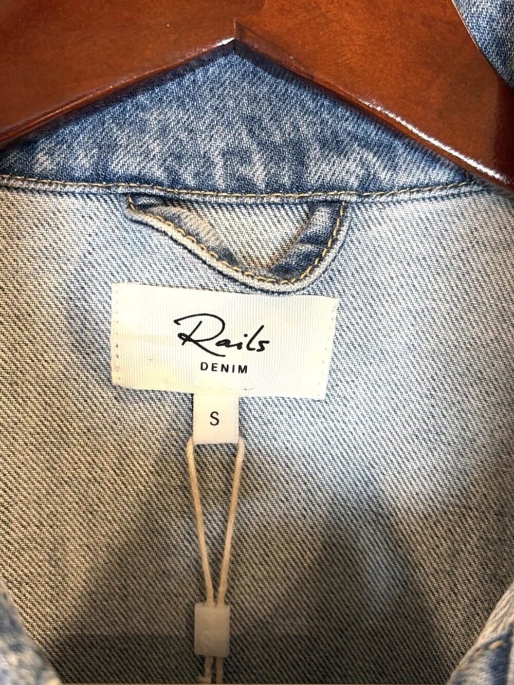 NWT RAILS Denim Jacket Women's S Rodeo Fringe Oversized Trucker Western - Picture 12 of 15